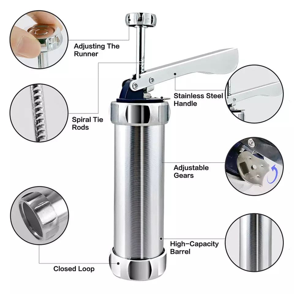 Manual Cookie Press Gun And Icing Set Alloy Churro Maker, Cookie Press Machine, Aluminum Cookie Gun, Biscuit Maker, Manual Cookie Press Stamps Set, Baking Tool With 10 Cookie Molds 4 Nozzles Manual Cookie Press Gun And Icing Set Alloy Churro Maker, Cookie Press Machine, Aluminum Cookie Gun, Biscuit Maker, Manual Cookie Press Stamps Set, Baking Tool With 10 Cookie Molds 4 Nozzles